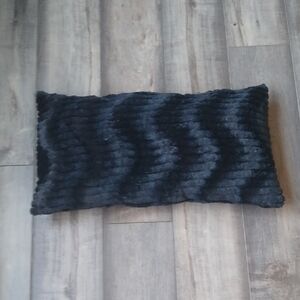 Plush Black Faux Fur Lumbar Pillow